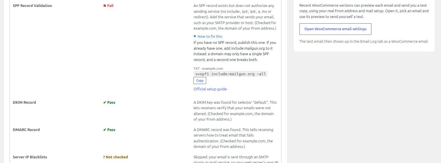 A failing check expanded to show its "How to fix this" panel.